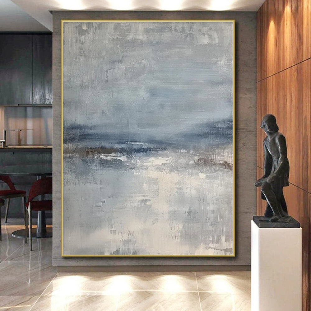 “Gray - Blue Abstract Horizons” Abstract Acrylic Art CT0271