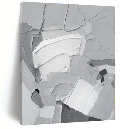 “Gray - White Textured Abstraction” - Abstract Textural Painting CT0407