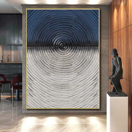 “Black - White Concentric Circles” - Abstract Geometric Painting CT0424