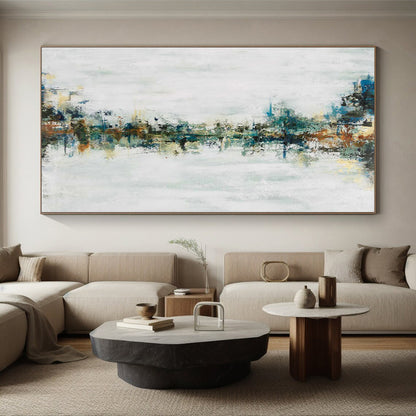 “Vertical Color Stream” - Abstract Art with Multicolored Vertical Strokes on White CT0025