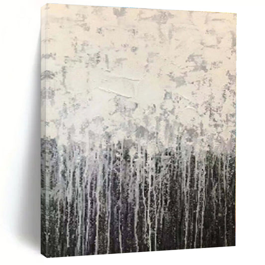 “Silver Dripping Curtains”，Abstract Expressionist Acrylic Art CT0566