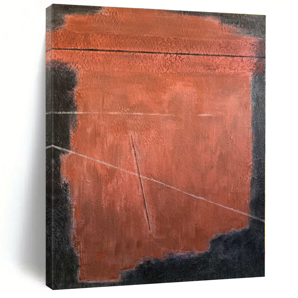 “Red - Black Geometric Abstraction” - Abstract Minimalist Art CT0457