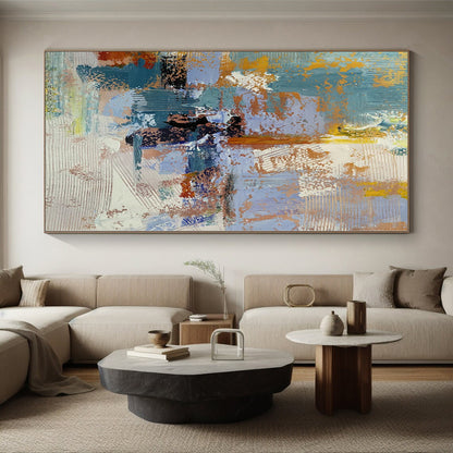 “Blue - orange Textured Abstract” Impressionistic Acrylic Art CT0228