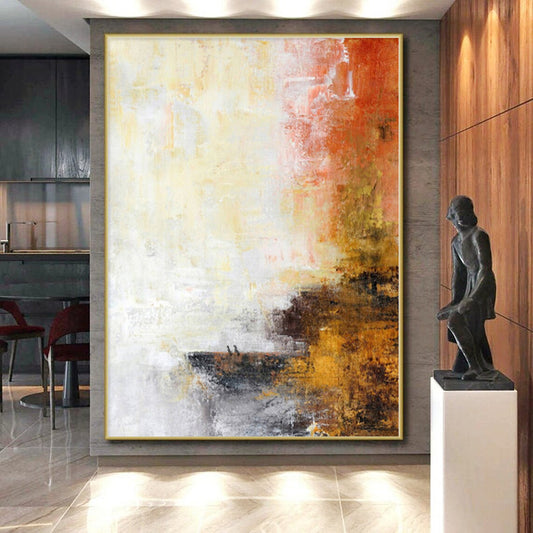 “Sunset Abstraction” - Abstract Painting with Yellow, Orange, Gray, Brown CT0066
