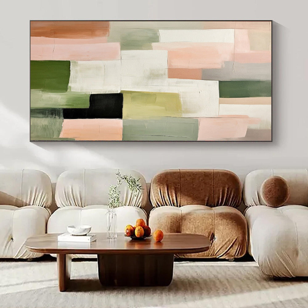 “Pastel - Toned Geometric Blocks” Abstract Acrylic Art CT0174