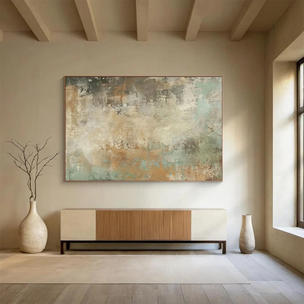 “Earthy Abstract Textures” – Browns, greens, blues in rough, layered acrylic patches CT1702