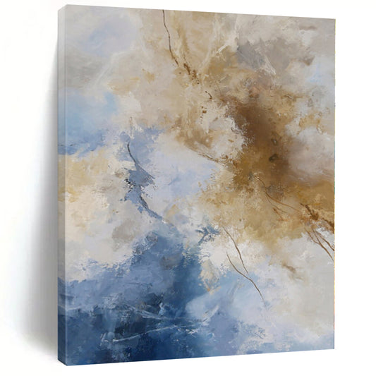 “Blue - Beige Abstract Clouds” Abstract Acrylic Art CT0260