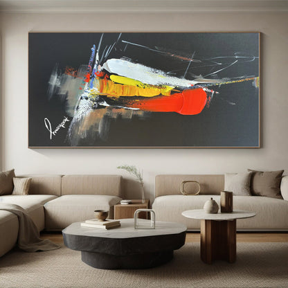 “Vibrant Colors on Black Backdrop”，Abstract Expressionist Acrylic Painting CT0515
