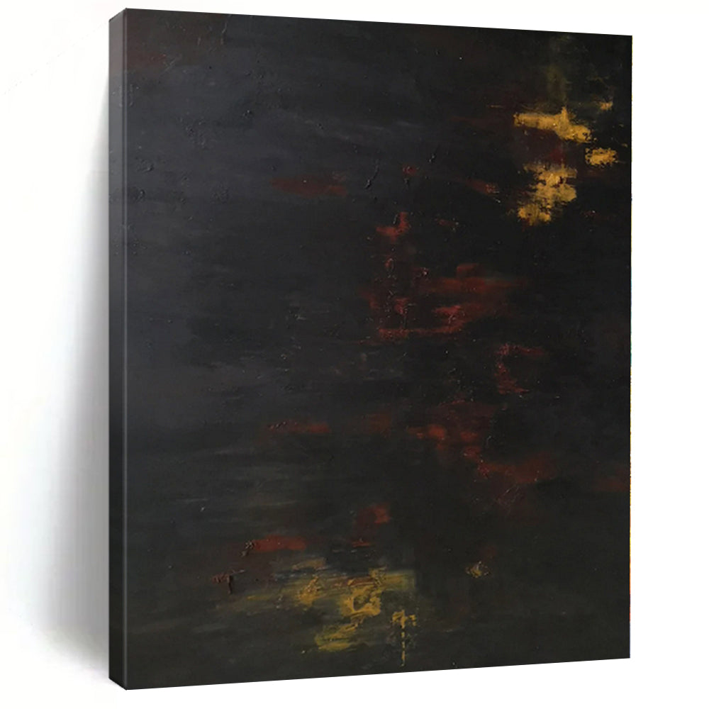 “Dark Hues with Yellow and Red Accents”，Abstract Oil Painting CT0354