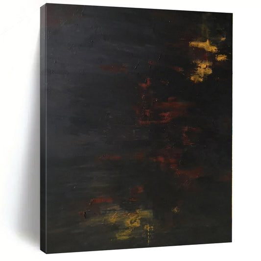 “Dark Hues with Yellow and Red Accents”，Abstract Oil Painting CT0354