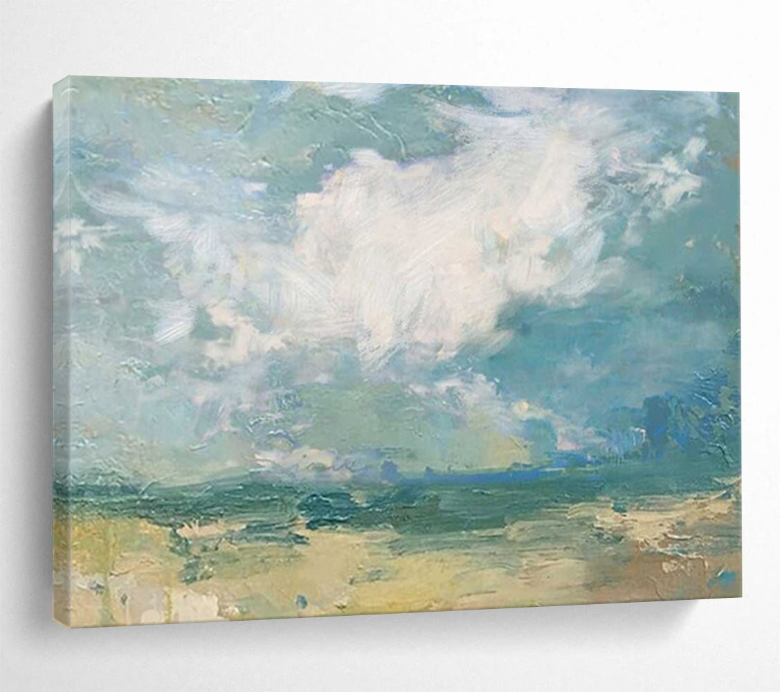 Abstract landscape with soft blue, green, and beige tones CT1663