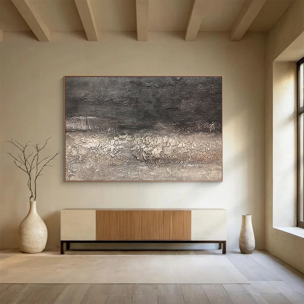 “Dark Textured Layers” - Charcoals, grays, browns; deep, cracked - texture abstraction CT1629