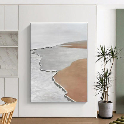 “White - Brown Minimalist Landscape” - Abstract Minimalist Landscape CT0406