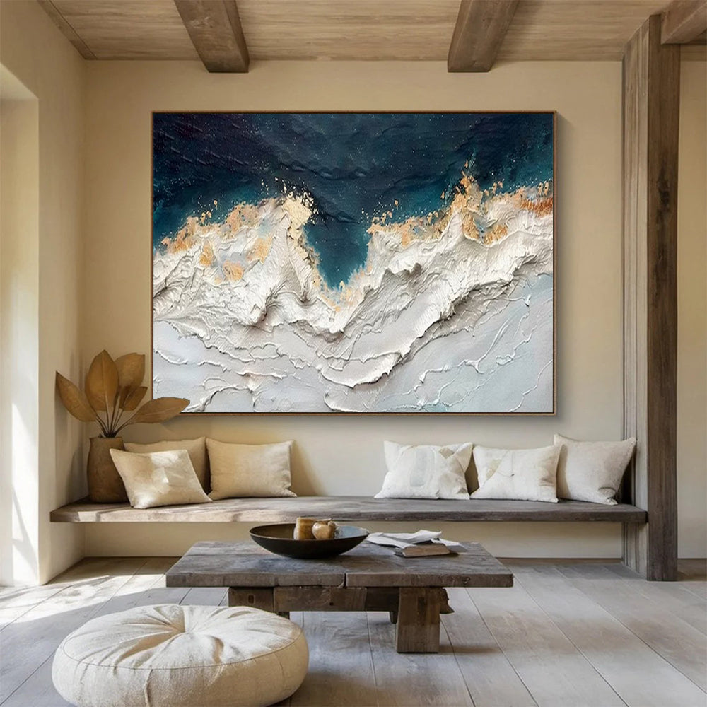 “Textured Ocean Waves” – Impasto Coastal Acrylic Painting CT1749