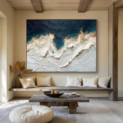 “Textured Ocean Waves” – Impasto Coastal Acrylic Painting CT1749