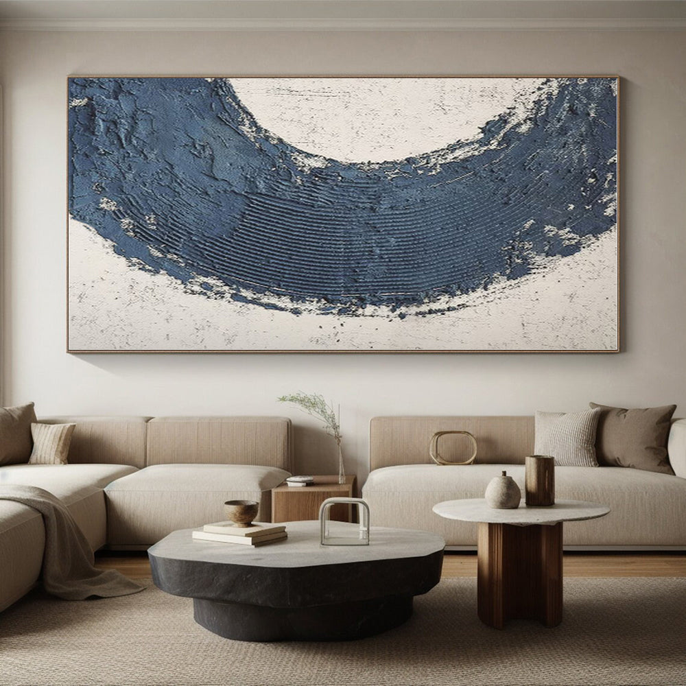 “Deep Blue Textured Crescent” - Abstract Textural Art CT0427