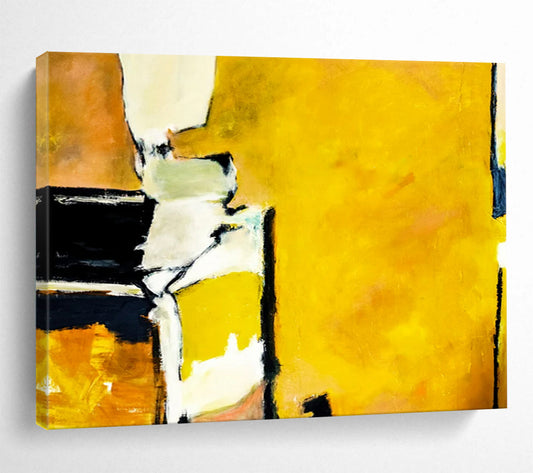 “Vibrant Yellow and Earthy Tones Abstraction” - Expressive Color - Block Oil Painting CT1806