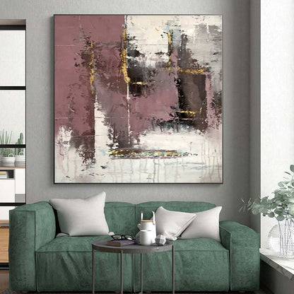 “Mauve and Gold Textured Abstract”，Textured Abstract Painting CT0366