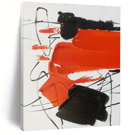 “Red - Black - White Abstract” - Abstract Expressionist Art CT0513