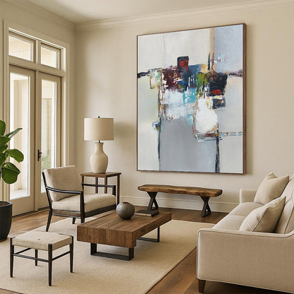 “Colorful Abstract Still Life”，Abstract Cubist - Inspired Oil Painting CT0588