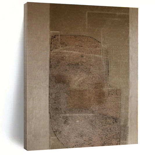 “Brown and Beige Textured Shapes”，Abstract Minimalist Mixed - Media Painting CT0520