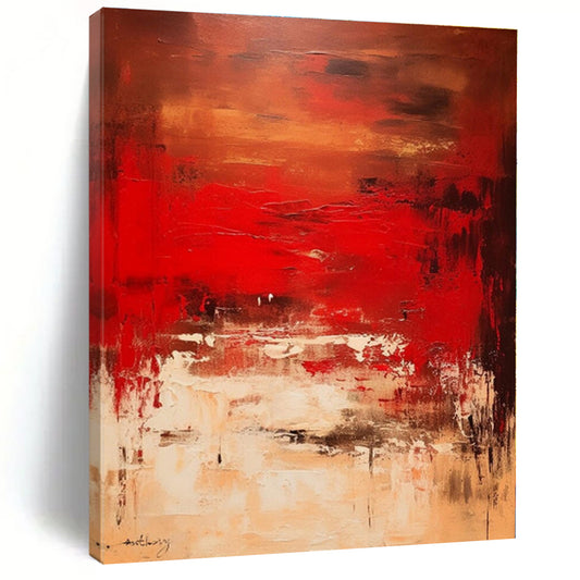 “Red - Brown Abstract Landscape” - Abstract Landscape Art CT0482