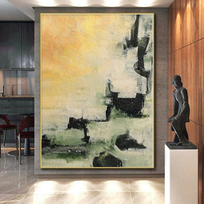 “Earth Tone Geometry” - Abstract Art with Yellow, Green, Gray, Black CT0071