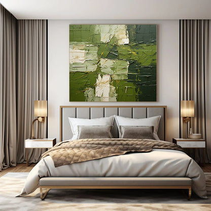 “Textured Green Abstract Layers” Impasto - Style Acrylic Art CT0187