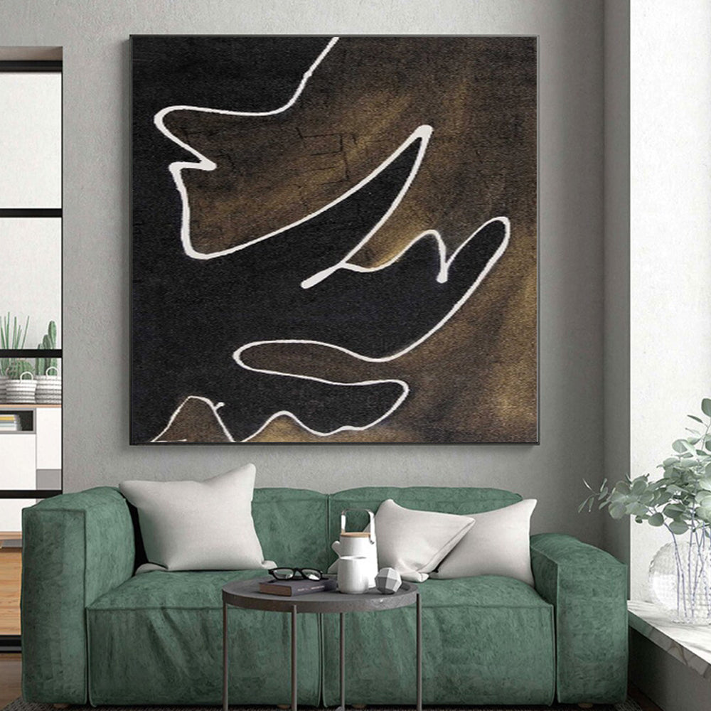 “White Line Dance” - Abstract Work with Black, Brown, White CT0070