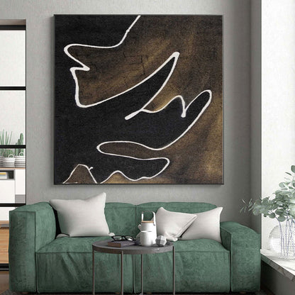 “White Line Dance” - Abstract Work with Black, Brown, White CT0070