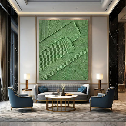 “Green Textured Ridges” Impasto - Style Acrylic Art CT0198