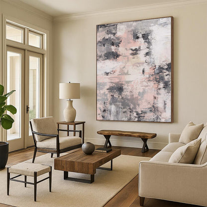“Muted Urbanity” - Abstract Work with Gray, Pink, White, Black CT0051