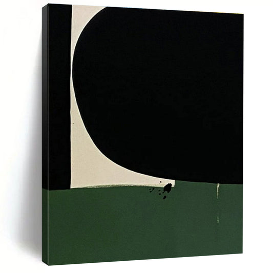 “Black - Green Minimalist Shape”，Geometric Abstract Art CT0651