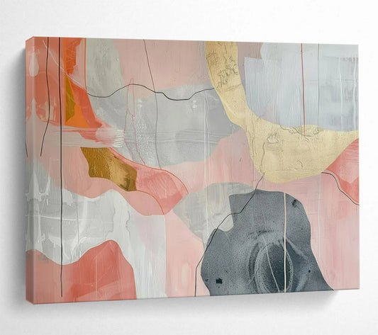 “Pink and Gray Abstract Shapes” – Minimalist Abstract Acrylic Painting CT1761