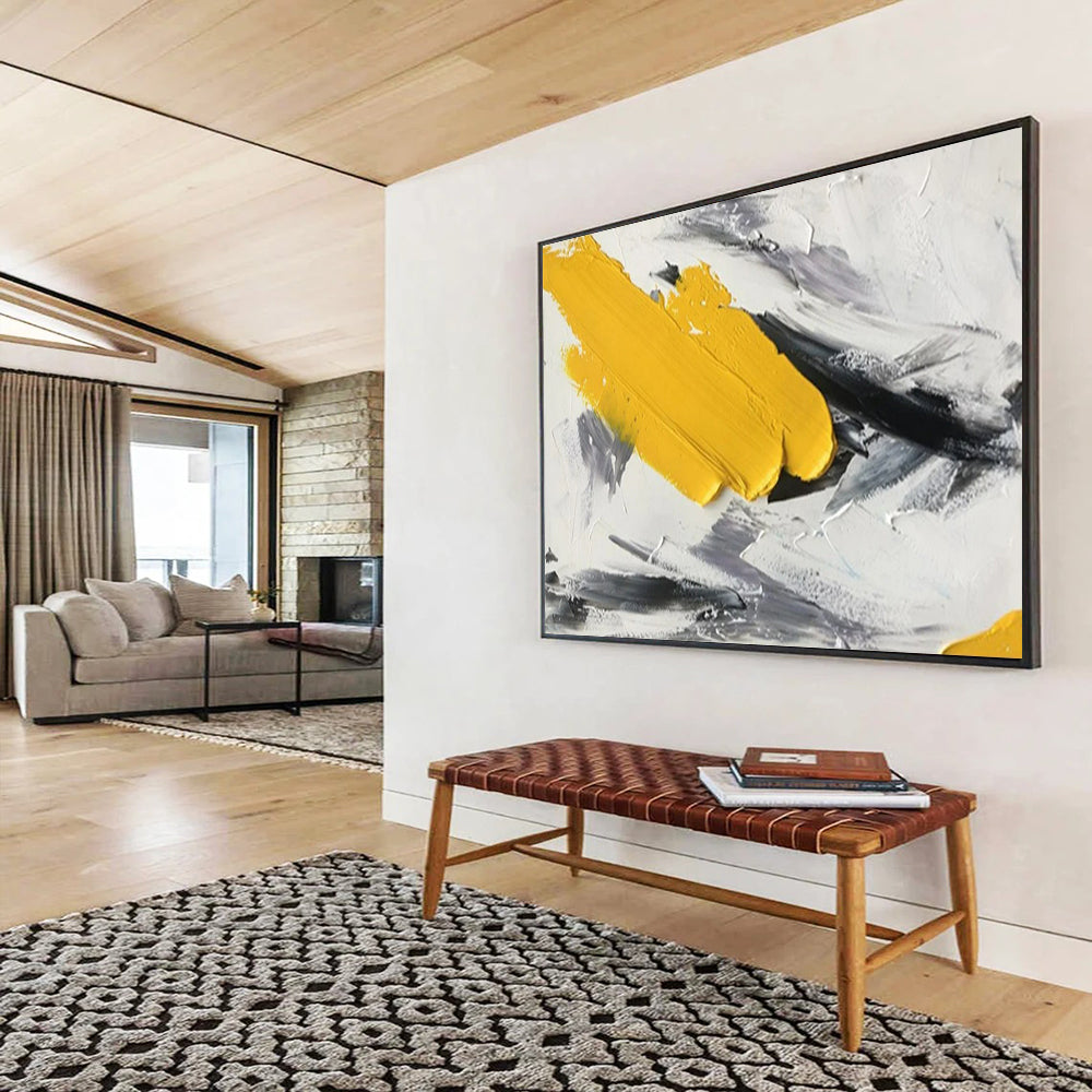 “Bold Strokes” - Bright yellow, blacks, whites; thick, expressive paint strokes CT1509