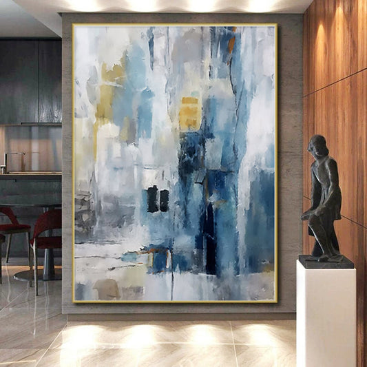 “Blue - Gray Abstract Urbanscape” - Abstract Cityscape Art CT0429