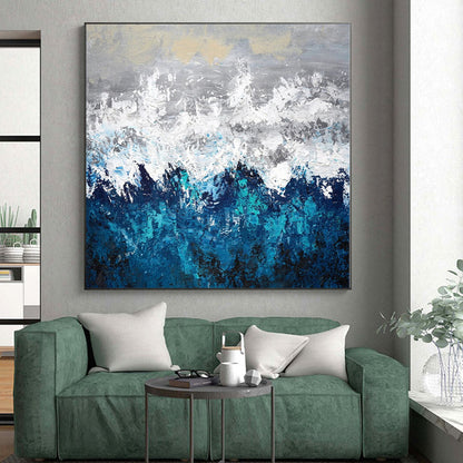 “Gray - Blue Mountain Whispers” Abstract Acrylic Art CT0286