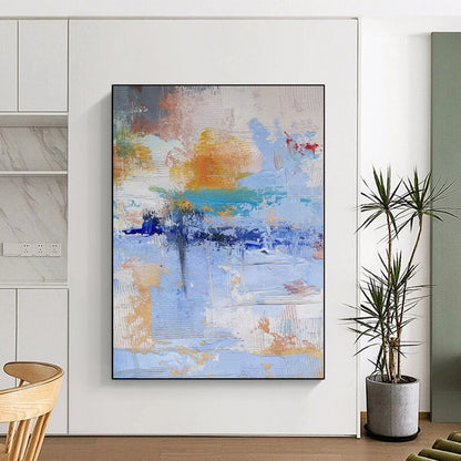 “Blue - Orange Abstract Impressions” Expressionistic Acrylic Art CT0224