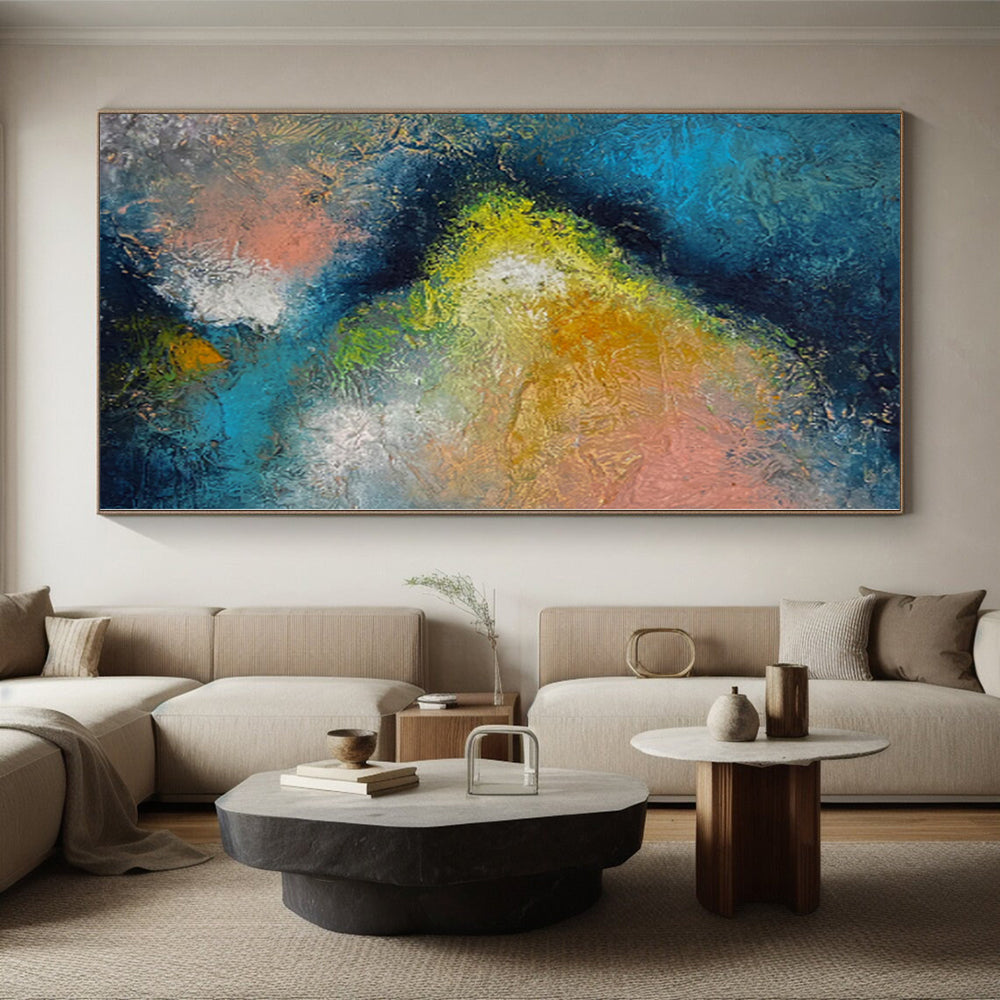 “Cosmic Textures” - Abstract Work with Blue, Green, Yellow, Pink, White CT0057