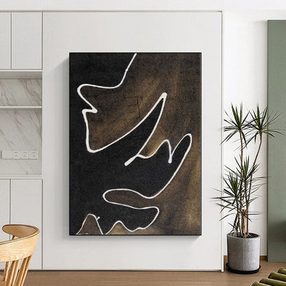 “White Line Dance” - Abstract Work with Black, Brown, White CT0070