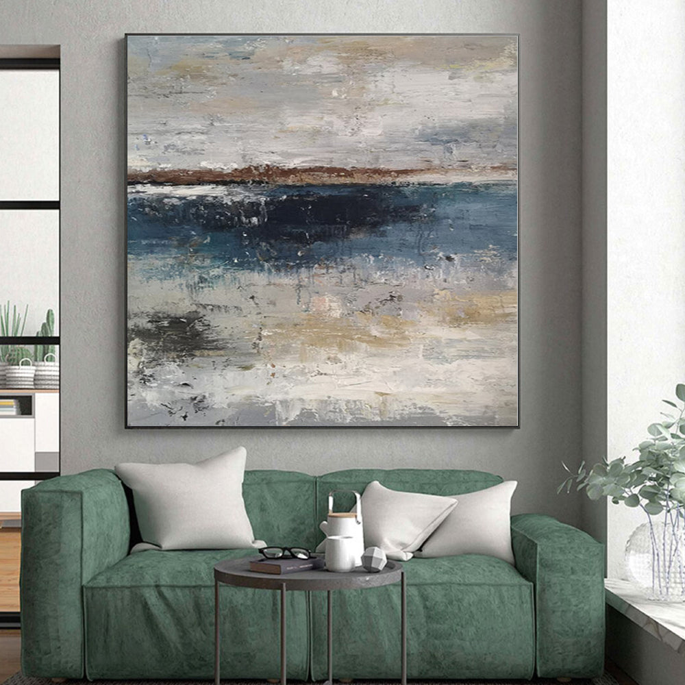 “Gray - Blue Coastal Abstraction” - Abstract Landscape Art CT0471