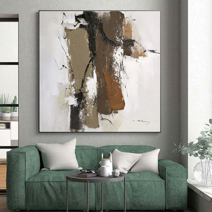 “Brown - White Textured Abstraction” - Abstract Expressionist Art CT0496