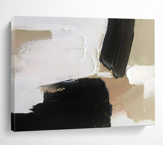 “Neutral Contrast” - Black, white, beige; thick black and beige blocks on white CT1569