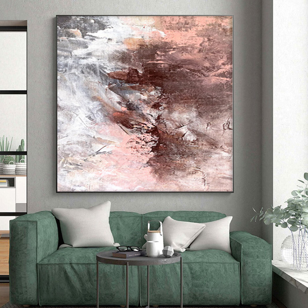 “Pink Brown Fusion” - Abstract Work with Pink, Brown, Gray Textures CT0023