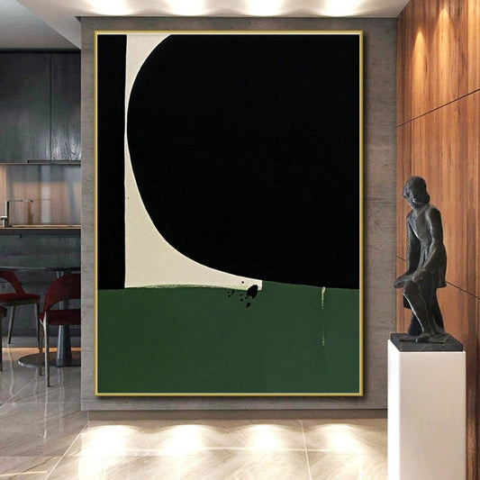 “Black - Green Minimalist Shape”，Geometric Abstract Art CT0651