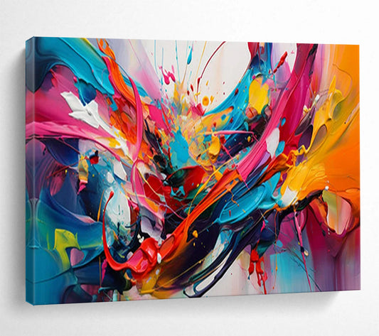 “Explosive Color Splashes in Rainbow Tones” - Dynamic Abstract Impasto Painting CT1812