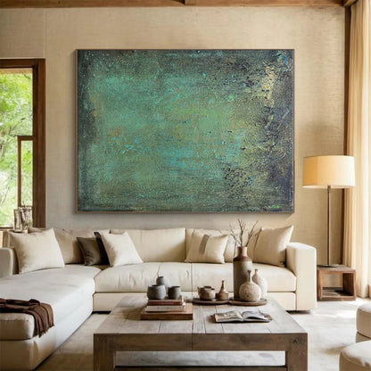 “Teal - Green Textured Patina”，Abstract Textured Art CT0642