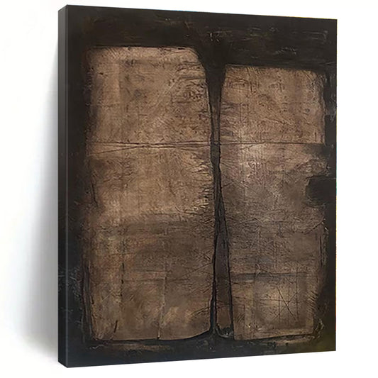 “Textured Brown Diptych”，Abstract Minimalist Mixed - Media Work CT0548