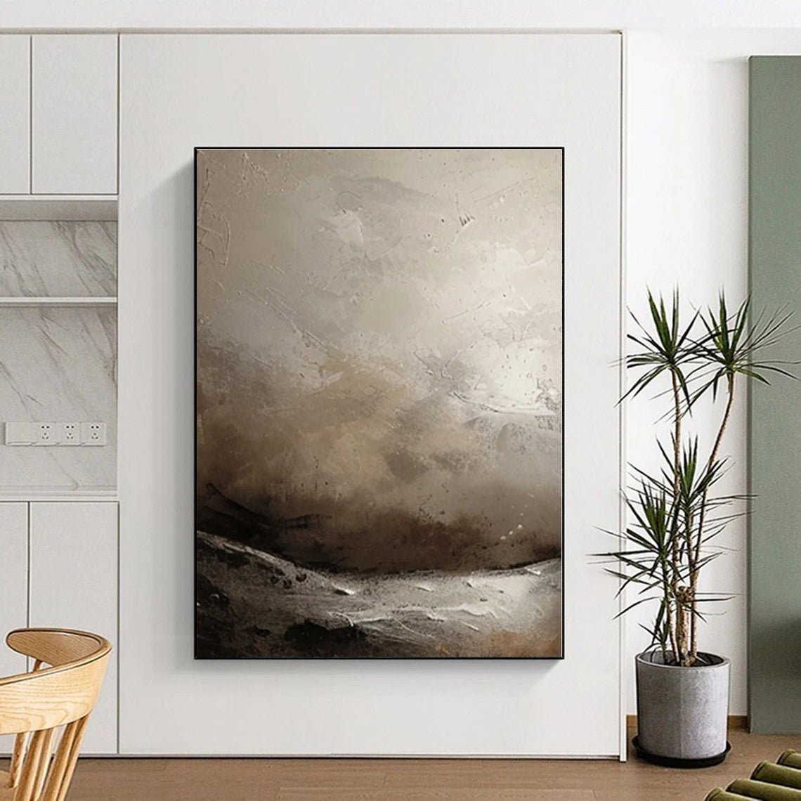 “Misty Monochrome Landscape”，Abstract Atmospheric Oil Painting CT0550