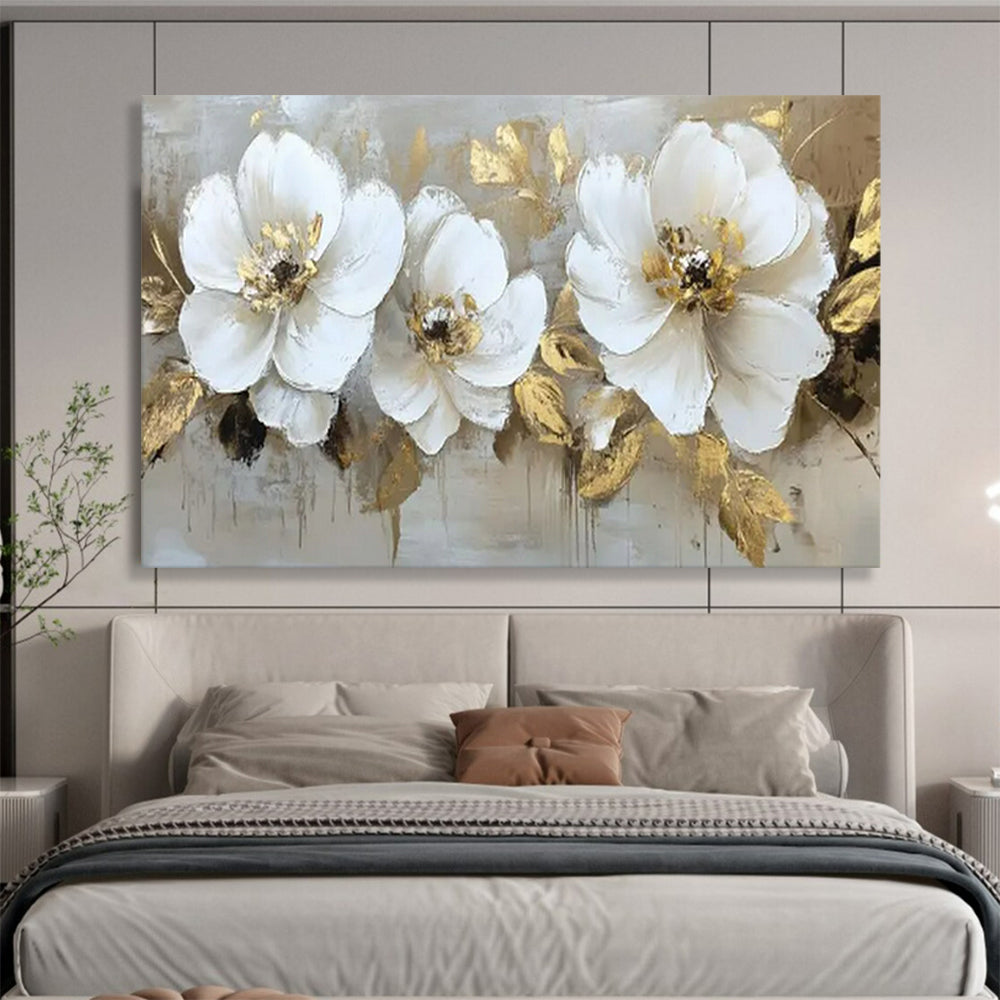 “Gilded Blooms” – Floral Acrylic Painting CT1705